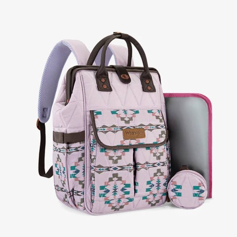 Wrangler Aztec Quilted Nappy Bag - Purple (WG2222-9110PP)