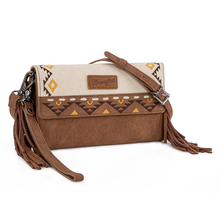 Wrangler Aztec Embroidered Fringe Wallet/Crossbody - Beige (WG233-W018BG)