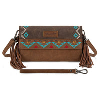 Wrangler Aztec Embroidered Fringe Wallet/Crossbody - Brown (WG233-W018BR)
