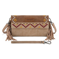 Wrangler Aztec Embroidered Fringe Wallet/Crossbody - Light Brown (WG233-W018LBR)