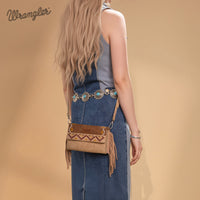Wrangler Aztec Embroidered Fringe Wallet/Crossbody - Light Brown (WG233-W018LBR)