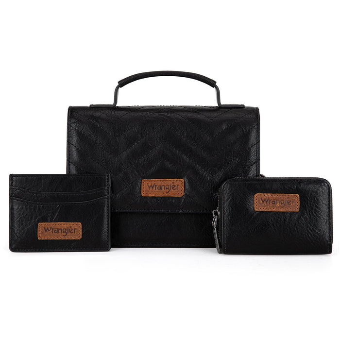 Wrangler Mini Top Handle Crossbody/Wallet/Card Case Set - Black