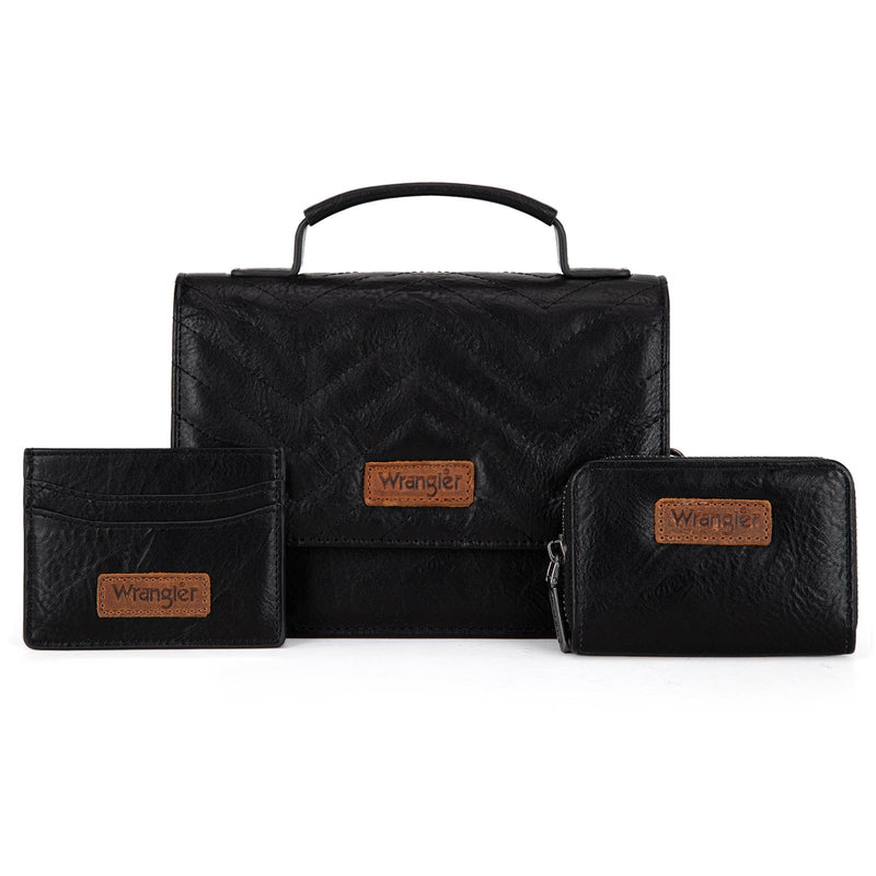 Wrangler Mini Top Handle Crossbody/Wallet/Card Case Set - Black