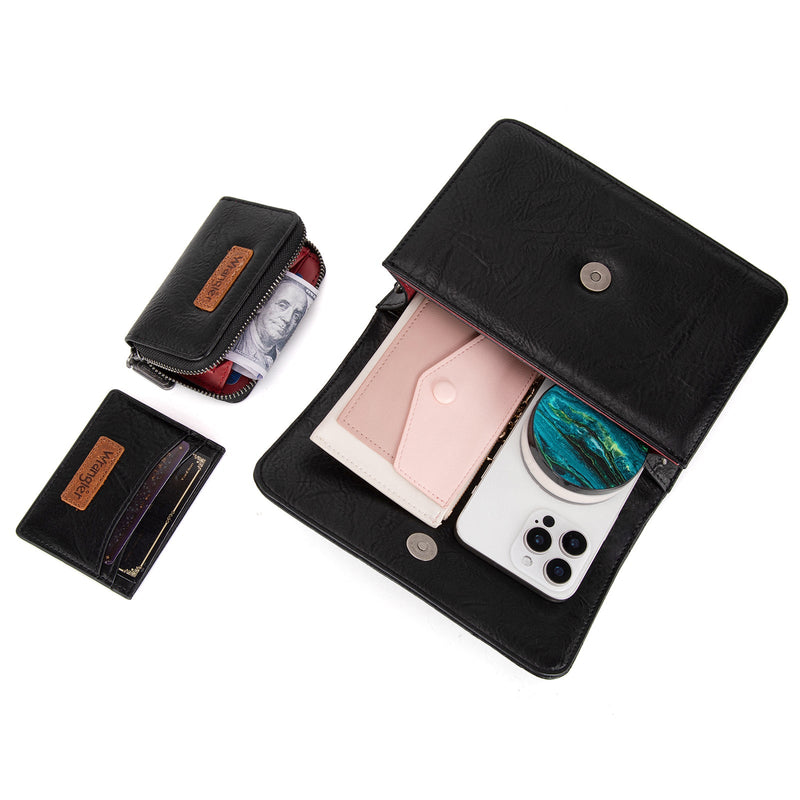Wrangler Mini Top Handle Crossbody/Wallet/Card Case Set - Black