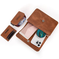 Wrangler Mini Top Handle Crossbody/Wallet/Card Case Set - Brown