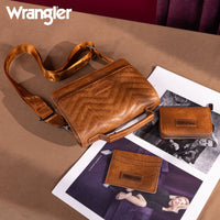 Wrangler Mini Top Handle Crossbody/Wallet/Card Case Set - Brown