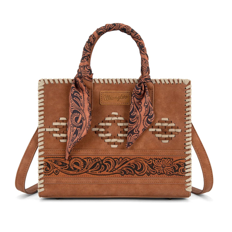 Wrangler Whipstitch Aztec Satchel Crossbody - Brown (WG-HB-310-8120BR)