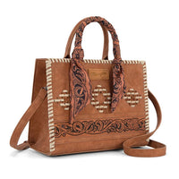 Wrangler Whipstitch Aztec Satchel Crossbody - Brown (WG-HB-310-8120BR)