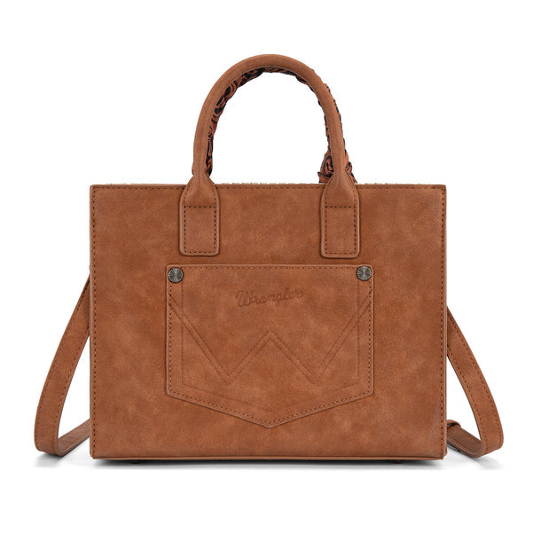 Wrangler Whipstitch Aztec Satchel Crossbody - Brown (WG-HB-310-8120BR)