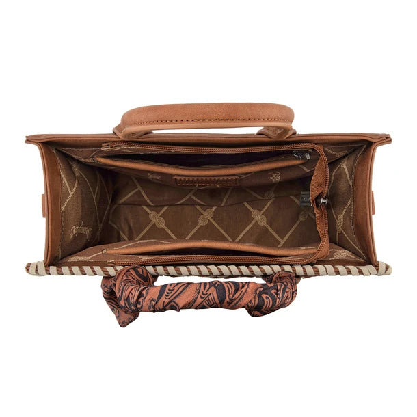 Wrangler Whipstitch Aztec Satchel Crossbody - Brown (WG-HB-310-8120BR)
