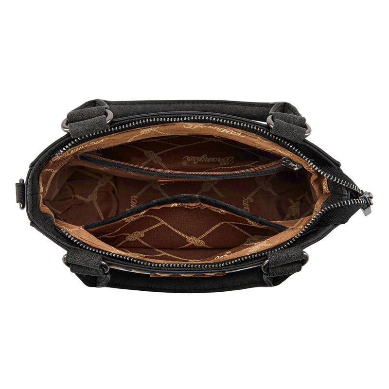 Wrangler Embroidered Swirl Mini Satchel Crossbody - Black