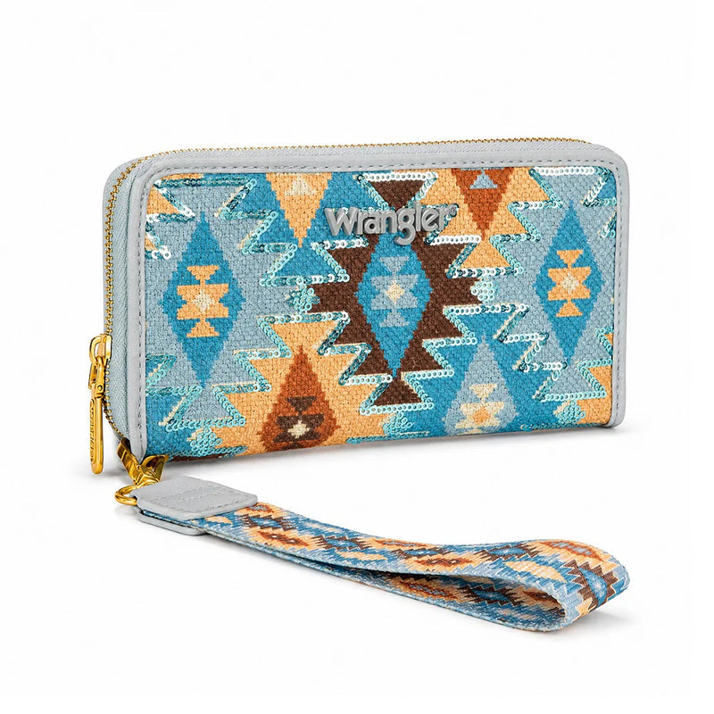 Wrangler Aztec Print RFID Zip Around Wallet - Jean (WG369-W122JN)