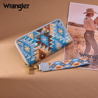 Wrangler Aztec Print RFID Zip Around Wallet - Jean (WG369-W122JN)