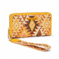 Wrangler Aztec Print RFID Zip Around Wallet - Mustard (WG369-W122MST)