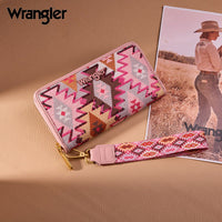 Wrangler Aztec Print RFID Zip Around Wallet - Pink (WG369-W122PK)