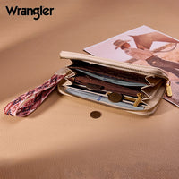 Wrangler Aztec Print RFID Zip Around Wallet - Tan (WG369-W122TN)