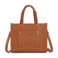 Wrangler Floral Print Braided Tote Crossbody Bag - Brown (WG438-8120BR)