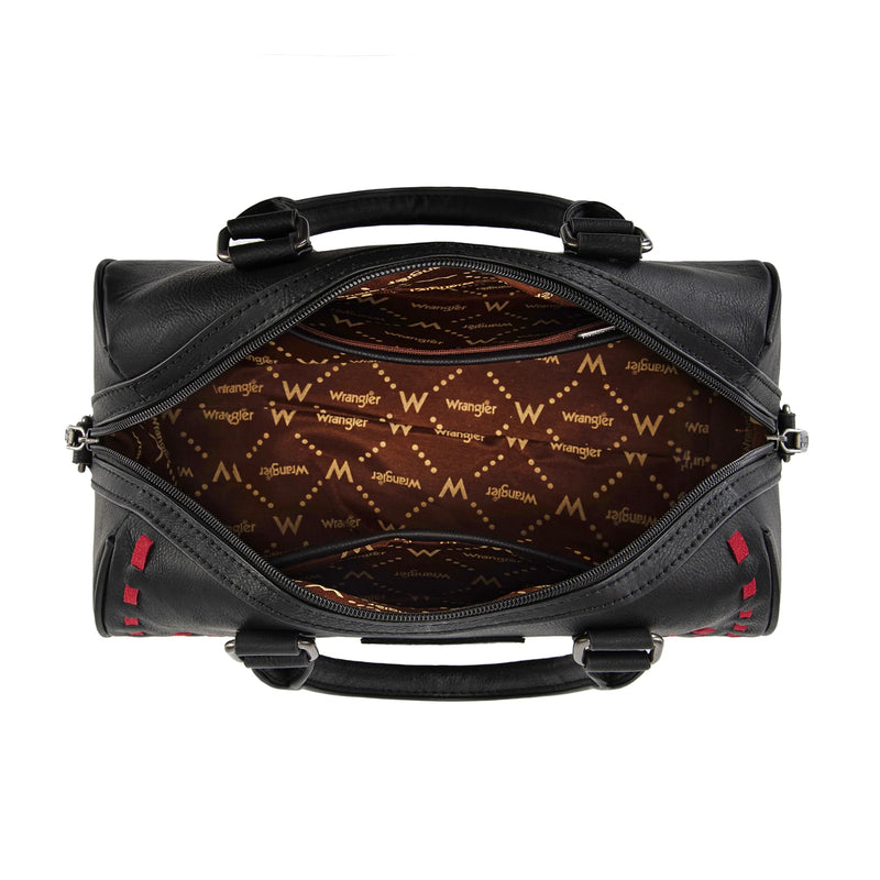 Wrangler Stitch Barrel Satchel Crossbody Bag - Black