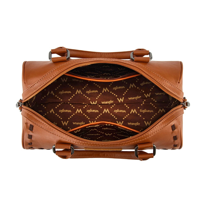 Wrangler Stitch Barrel Satchel Crossbody Bag - Brown