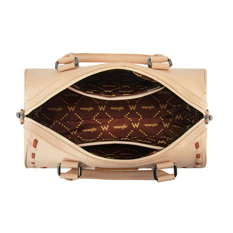 Wrangler Stitch Barrel Satchel Crossbody Bag - Tan
