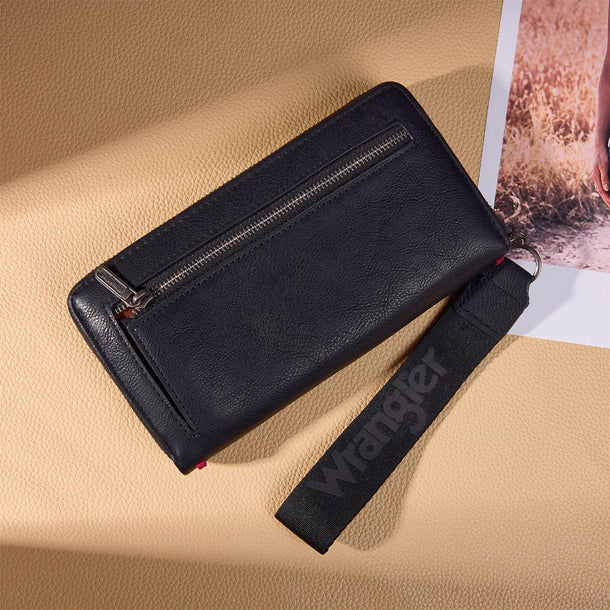 Wrangler Western Stitch Zip Around Wristlet Wallet - Black (WG449-W130BK)