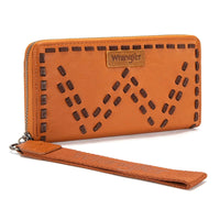 Wrangler Western Stitch Zip Around Wristlet Wallet - Brown (WG449-W130BR)