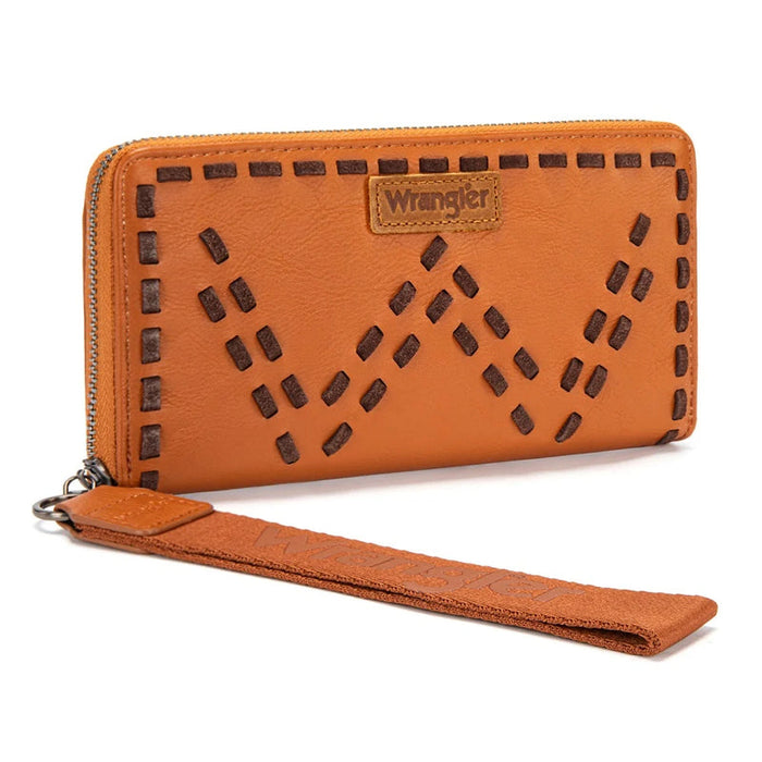 Wrangler Western Stitch Zip Around Wristlet Wallet - Brown (WG449-W130BR)