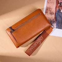 Wrangler Western Stitch Zip Around Wristlet Wallet - Brown (WG449-W130BR)