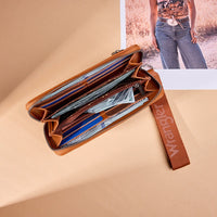 Wrangler Western Stitch Zip Around Wristlet Wallet - Brown (WG449-W130BR)