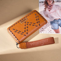 Wrangler Western Stitch Zip Around Wristlet Wallet - Brown (WG449-W130BR)