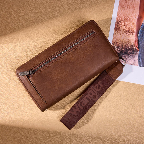 Wrangler Western Stitch Zip Around Wristlet Wallet - Coffee (WG449-W130CF)