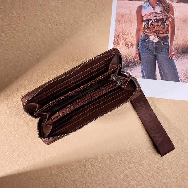 Wrangler Western Stitch Zip Around Wristlet Wallet - Coffee (WG449-W130CF)