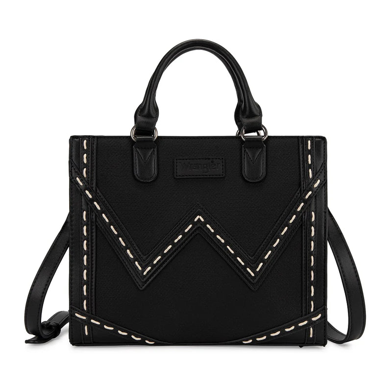 Wrangler Western Contrast Stitch Chevron Tote Bag - Black (WG456-8120BK)