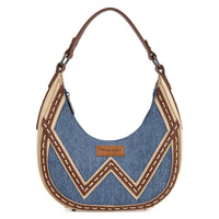 Wrangler Western Contrast Stitch Chevron Hobo Shoulder Bag - Jean (WG456-818JN)
