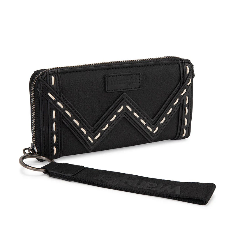 Wrangler Western Chevron Contrast Stitch RFID Wallet - Black (WG456-W130BK)