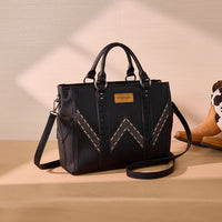 Wrangler Western Stitch & Embossed Chevron Satchel Tote Bag - Black (WG519-8300BK)
