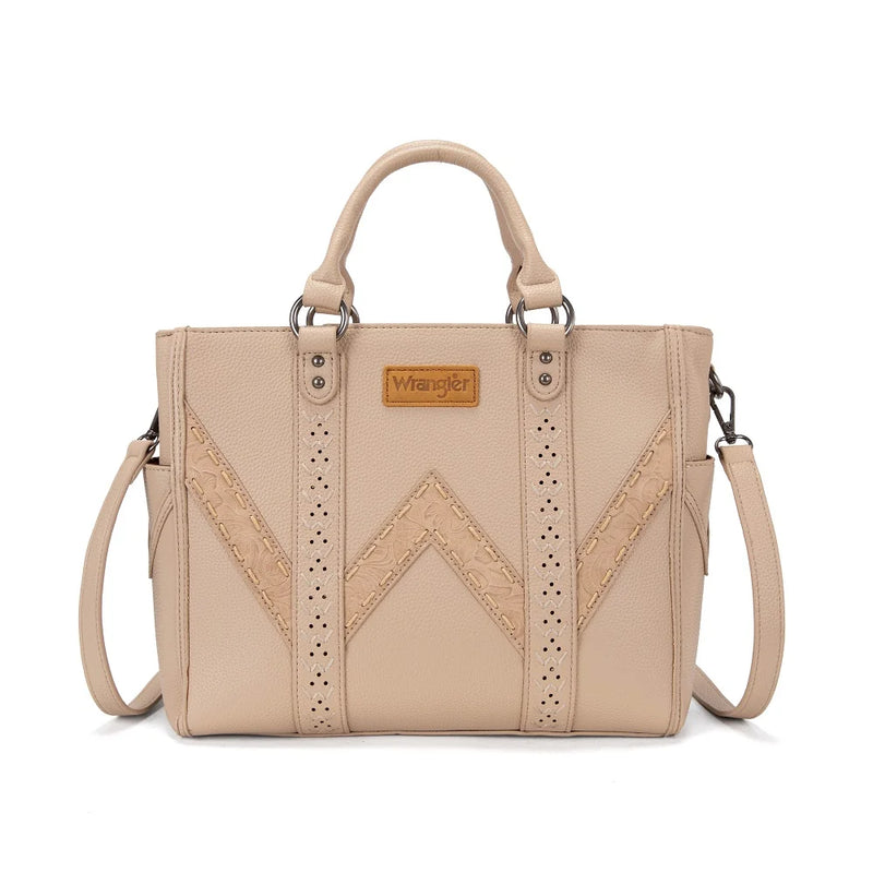 Wrangler Western Stitch & Embossed Chevron Satchel Tote Bag - Tan (WG519-8300TN)