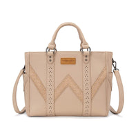 Wrangler Western Stitch & Embossed Chevron Satchel Tote Bag - Tan (WG519-8300TN)