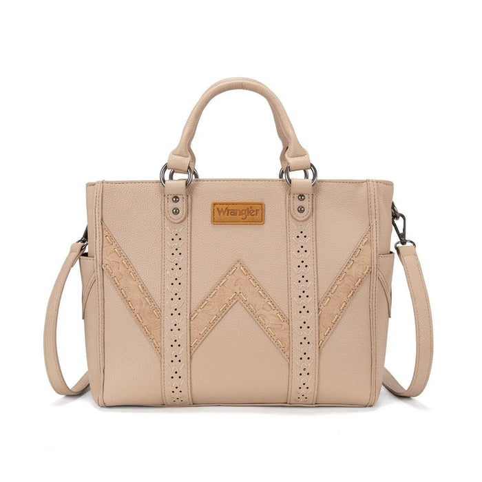 Wrangler Western Stitch & Embossed Chevron Satchel Tote Bag - Tan (WG519-8300TN)