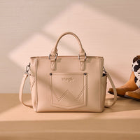 Wrangler Western Stitch & Embossed Chevron Satchel Tote Bag - Tan (WG519-8300TN)