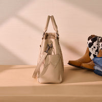Wrangler Western Stitch & Embossed Chevron Satchel Tote Bag - Tan (WG519-8300TN)