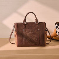 Wrangler Western Stitch & Embossed Chevron Satchel Tote Bag - Brown (WG519-8300BR)