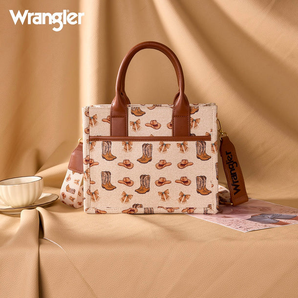 Wrangler Western Print Tote - Tan (WG524-8120STN)
