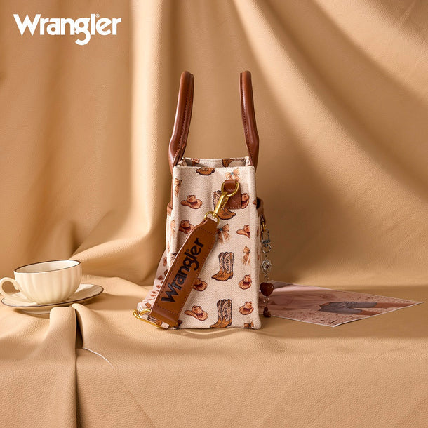 Wrangler Western Print Tote - Tan (WG524-8120STN)