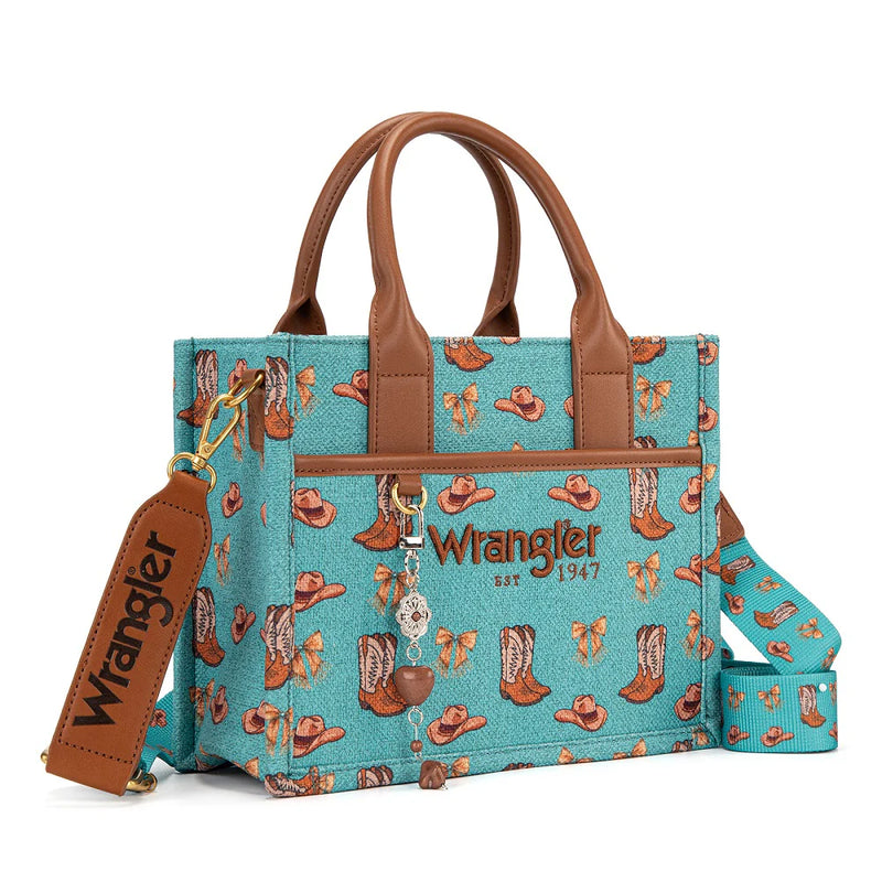 Wrangler Western Print Tote - Turquoise (WG524-8120STQ)