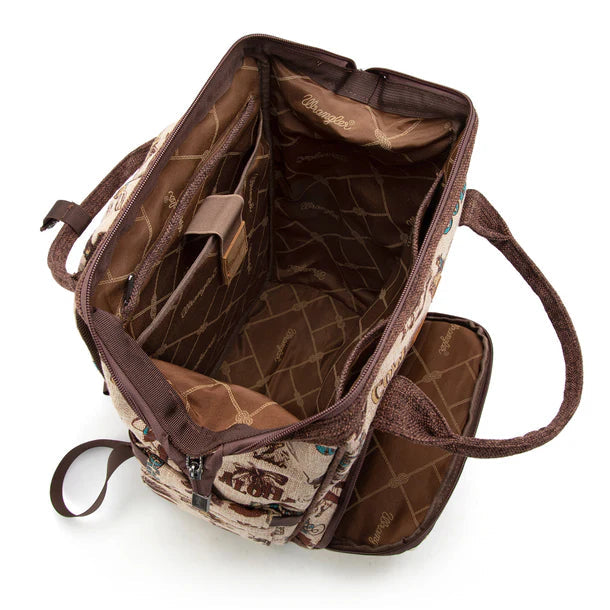 Wrangler Vintage Retro Cowboy Cool Print Backpack - Tan (WG60-9110TN)