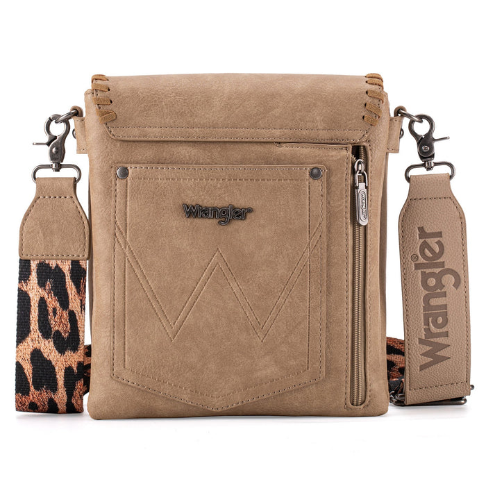Wrangler Whipstitch Leopard Print Crossbody - Khaki (WG72-9360KH)