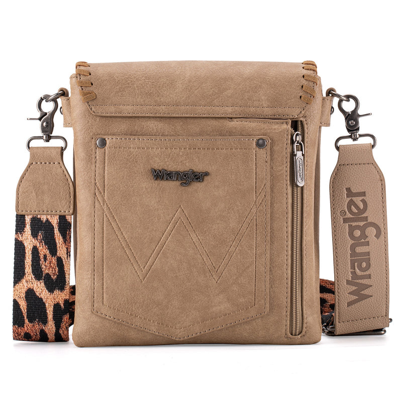 Wrangler Whipstitch Leopard Print Crossbody - Khaki (WG72-9360KH)