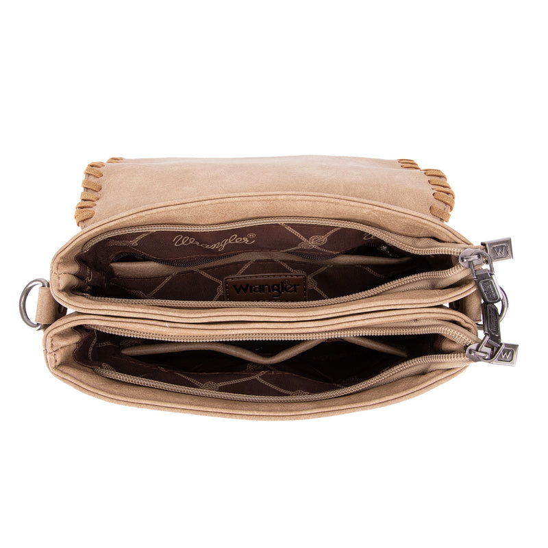 Wrangler Whipstitch Leopard Print Crossbody - Khaki (WG72-9360KH)