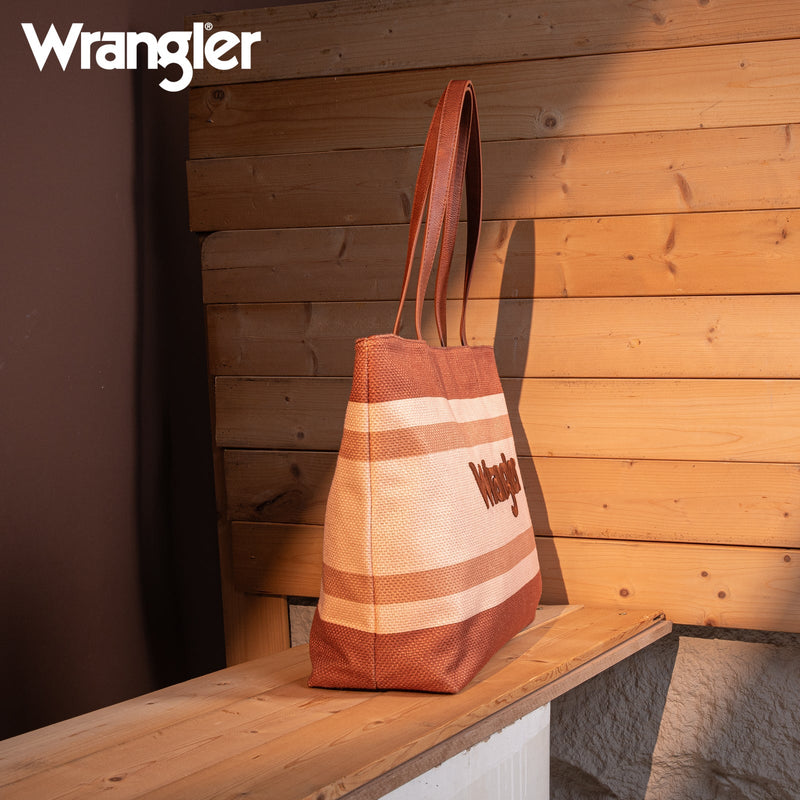 Wrangler Dual Sided Print Canvas Tote Bag - Brown (WG159-8112BR)